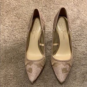 Light pink lace heels